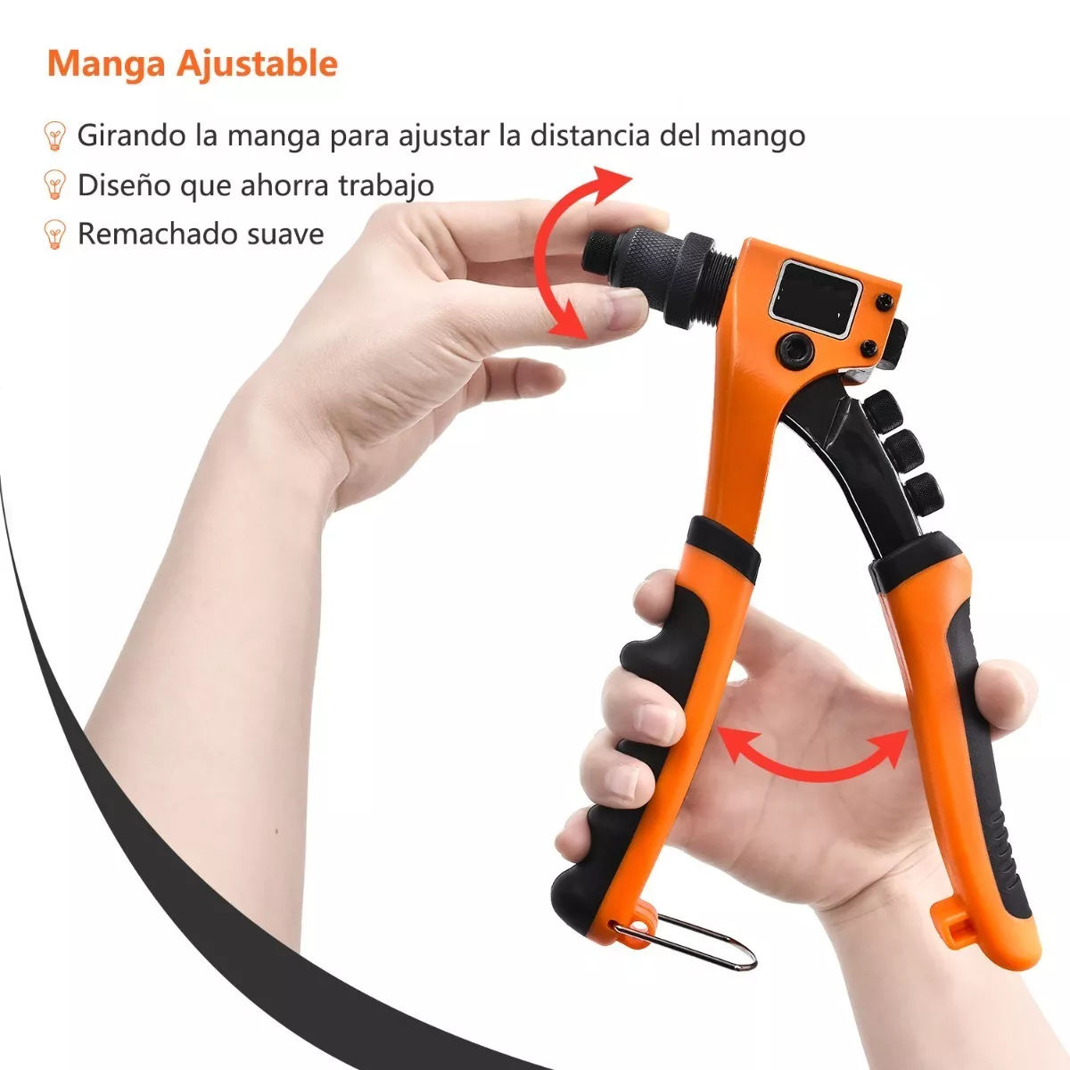 Remachadora Manual Remache Tuercas C/cambio Rapid Boquillas Naranja/Negro