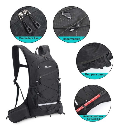 Mochila Hidratación 2l Ciclismo Campismo Hiking Bolsa Agua Negra