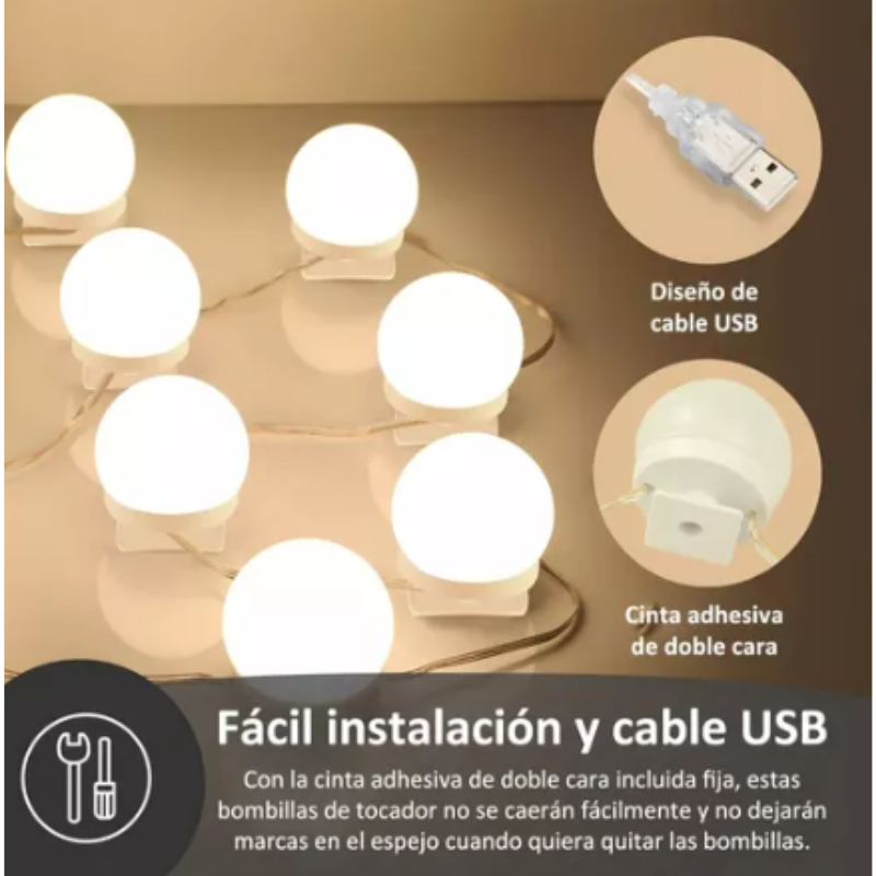 Focos Led Regulables Para Espejo De Tocador.