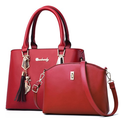 "Set 2 Bolsas Mujer Bandolera Cartera Moda Casual Crossbody rojo ".