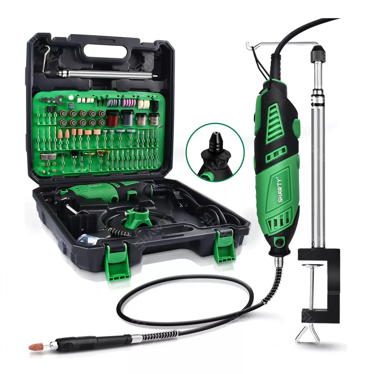 Rectificadora Mototool Accesorios Mini Taladro 240w verde/negro