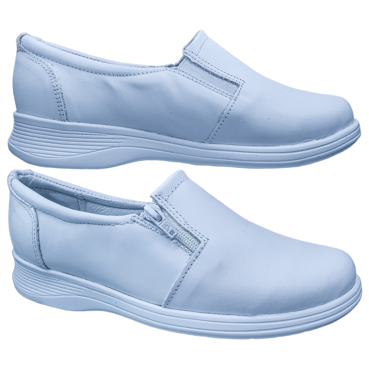 Zapatos de Enfermeria para Mujer en Piel Clinicos Blanco Ideal para Guarderias y Hoteles.
