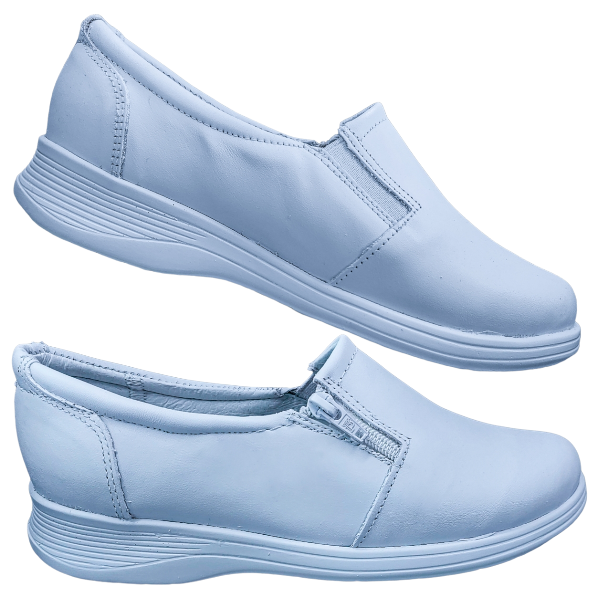 Zapatos de Enfermeria para Mujer en Piel Clinicos Blanco Ideal para Guarderias y Hoteles.