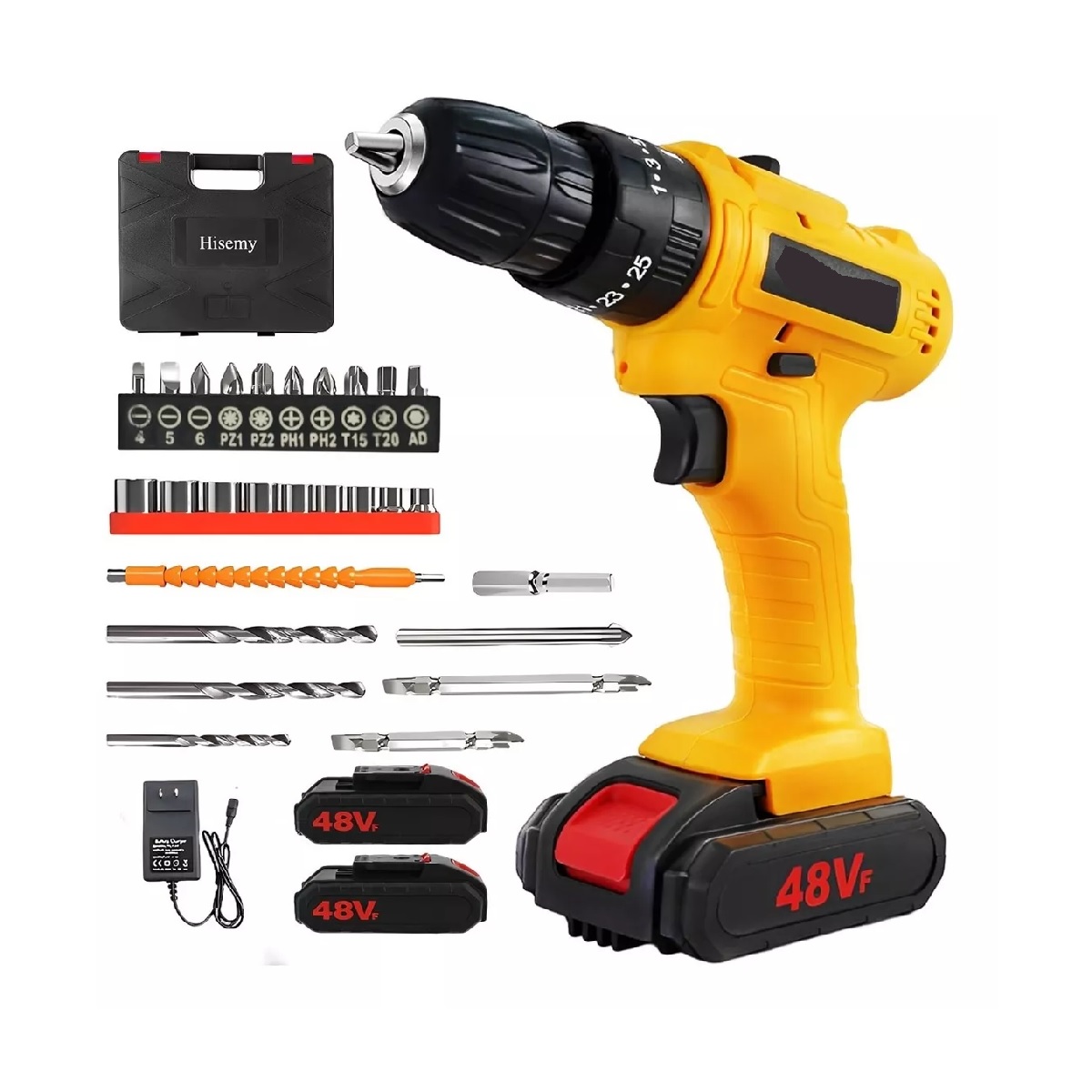 Taladro Inalámbrico Con 2 Batería De Litio 2x48v-amarillo.