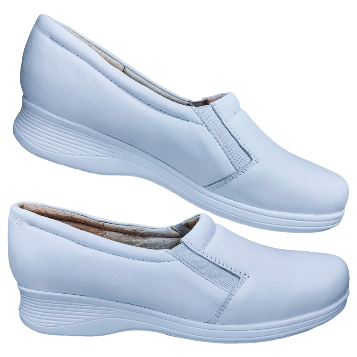 Zapatos de Enfermeria para Mujer en Piel Clinicos Blanco Ideal para Guarderias y Hoteles.