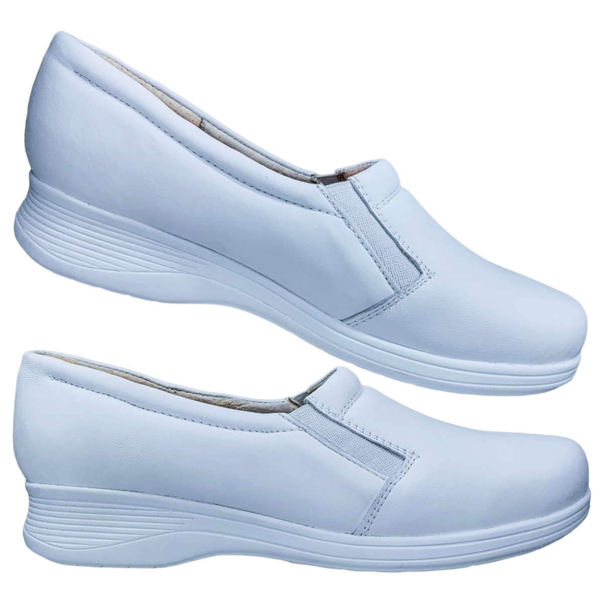 Zapatos de Enfermeria para Mujer en Piel Clinicos Blanco Ideal para Guarderias y Hoteles.