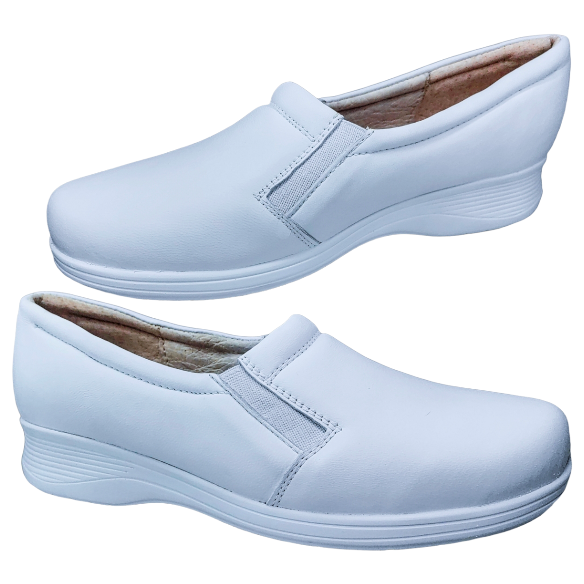 Zapatos de Enfermeria para Mujer en Piel Clinicos Blanco Ideal para Guarderias y Hoteles.