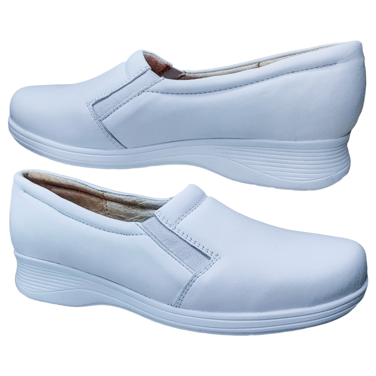 Zapatos de Enfermeria para Mujer en Piel Clinicos Blanco Ideal para Guarderias y Hoteles.