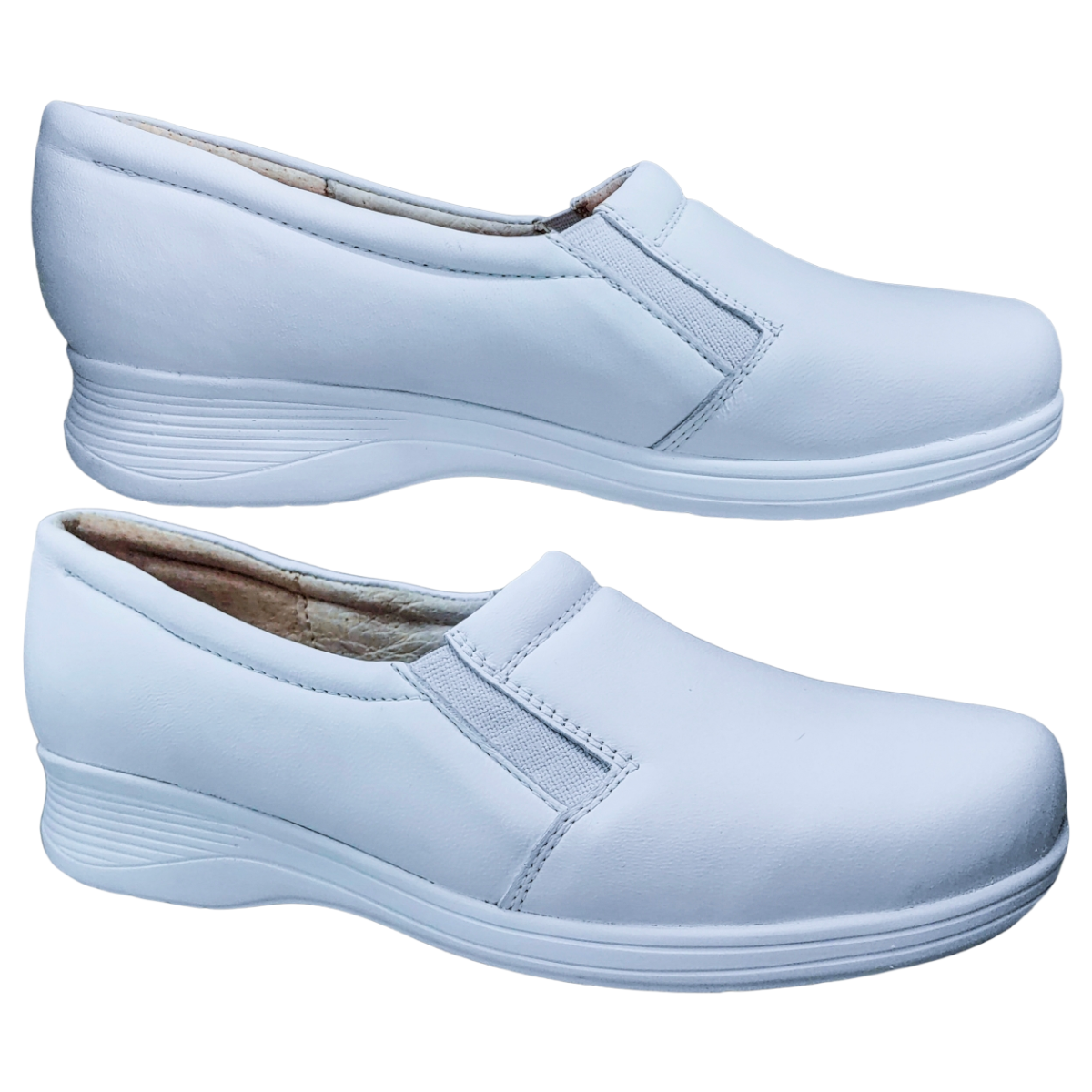 Zapatos de Enfermeria para Mujer en Piel Clinicos Blanco Ideal para Guarderias y Hoteles.