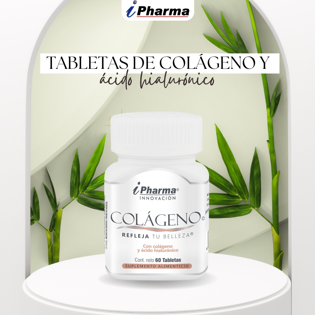 Colágeno Hidrolizado y Ácido Hialurónico Tabletas 500 mg. Colágeno Tipo I, II y III.