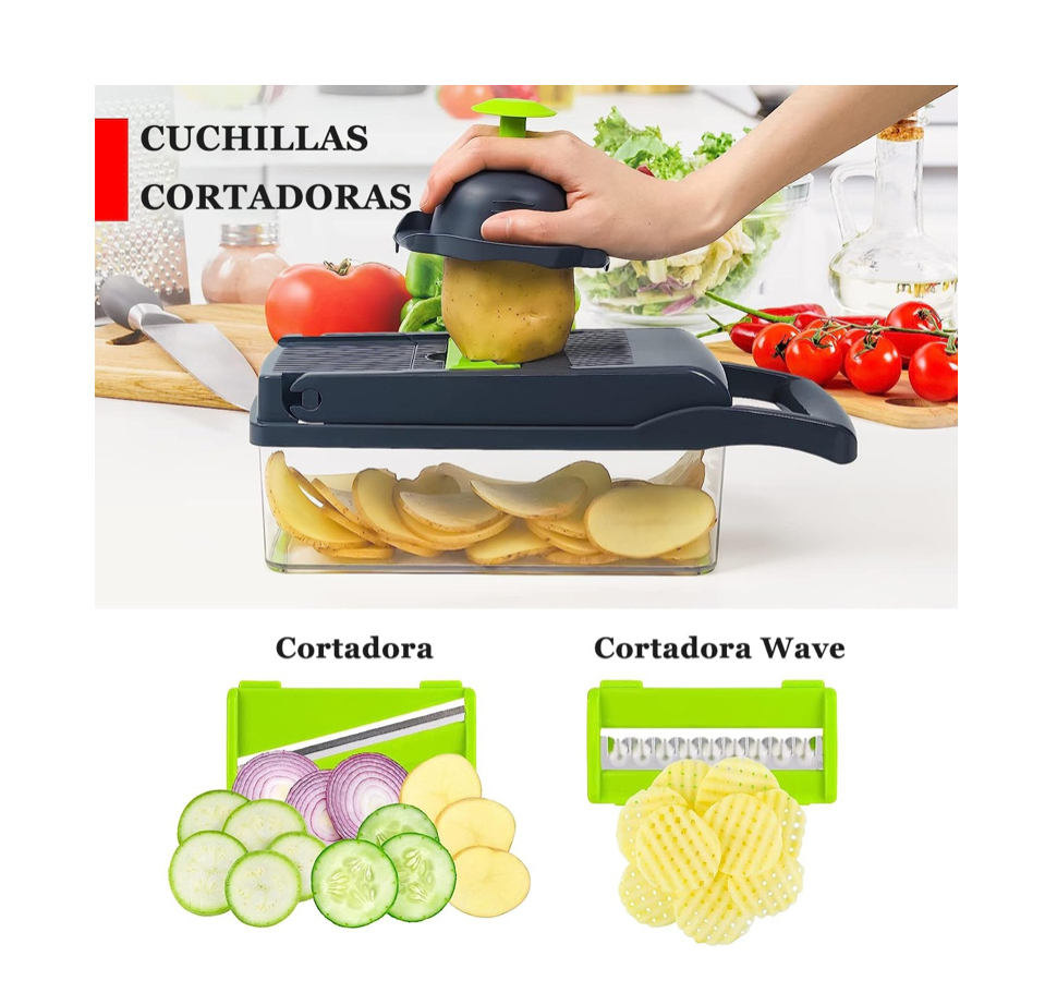 Rallador Cortador Rebanador Picador Manual De Verduras Fruta.