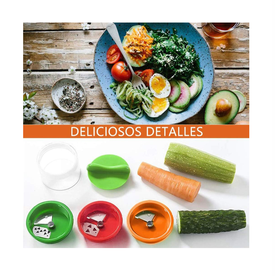 Cortador De Verduras Cortador Espiral Manual Mandolina 3 En1.