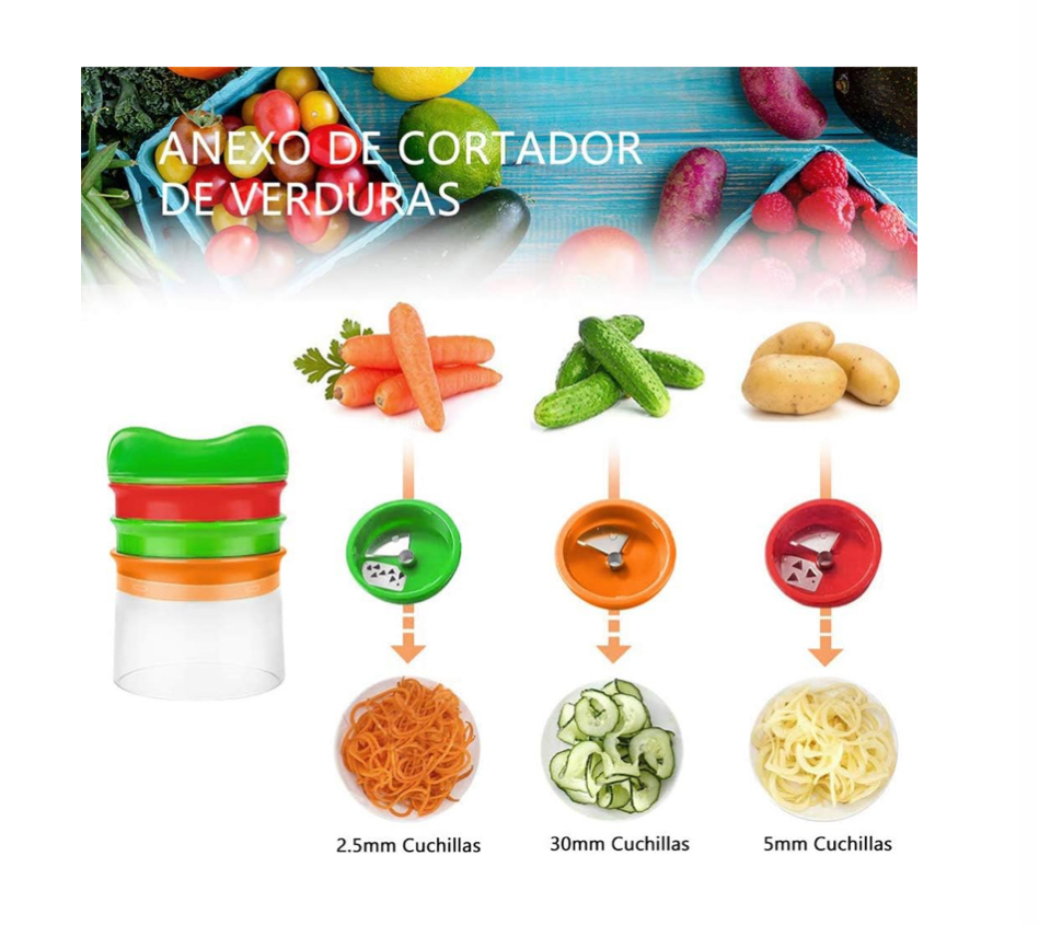 Cortador De Verduras Cortador Espiral Manual Mandolina 3 En1.