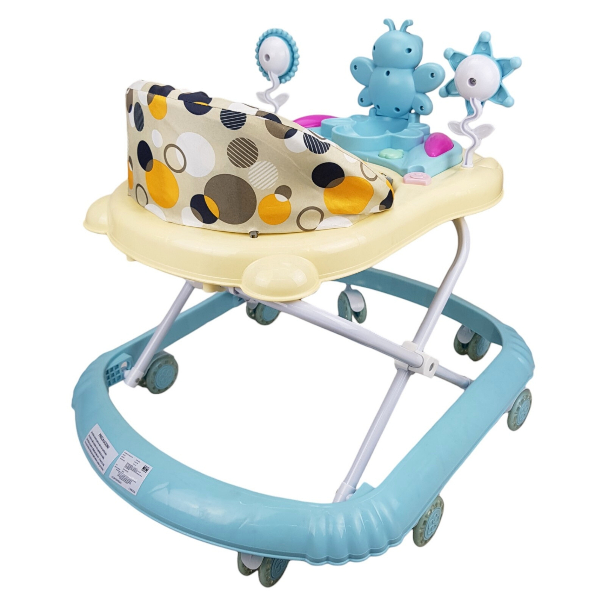 Andadera para Bebe Plegable,Musical, Andador 8 Llantas de Gel Abeja - Azul.