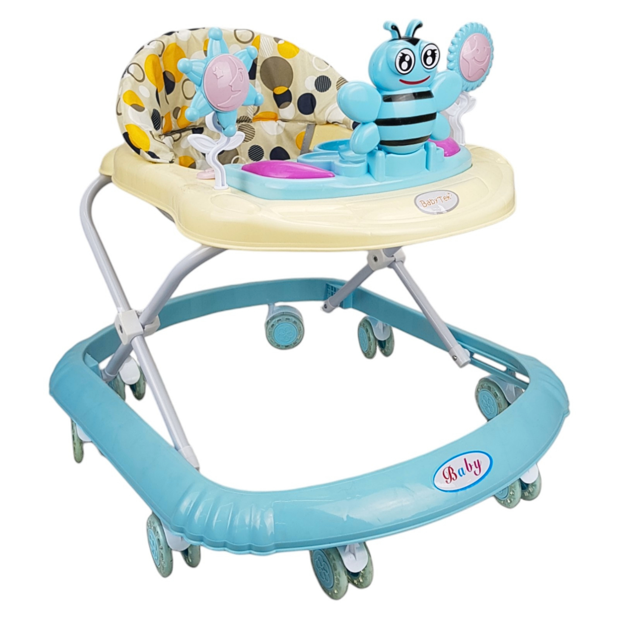 Andadera para Bebe Plegable,Musical, Andador 8 Llantas de Gel Abeja - Azul.