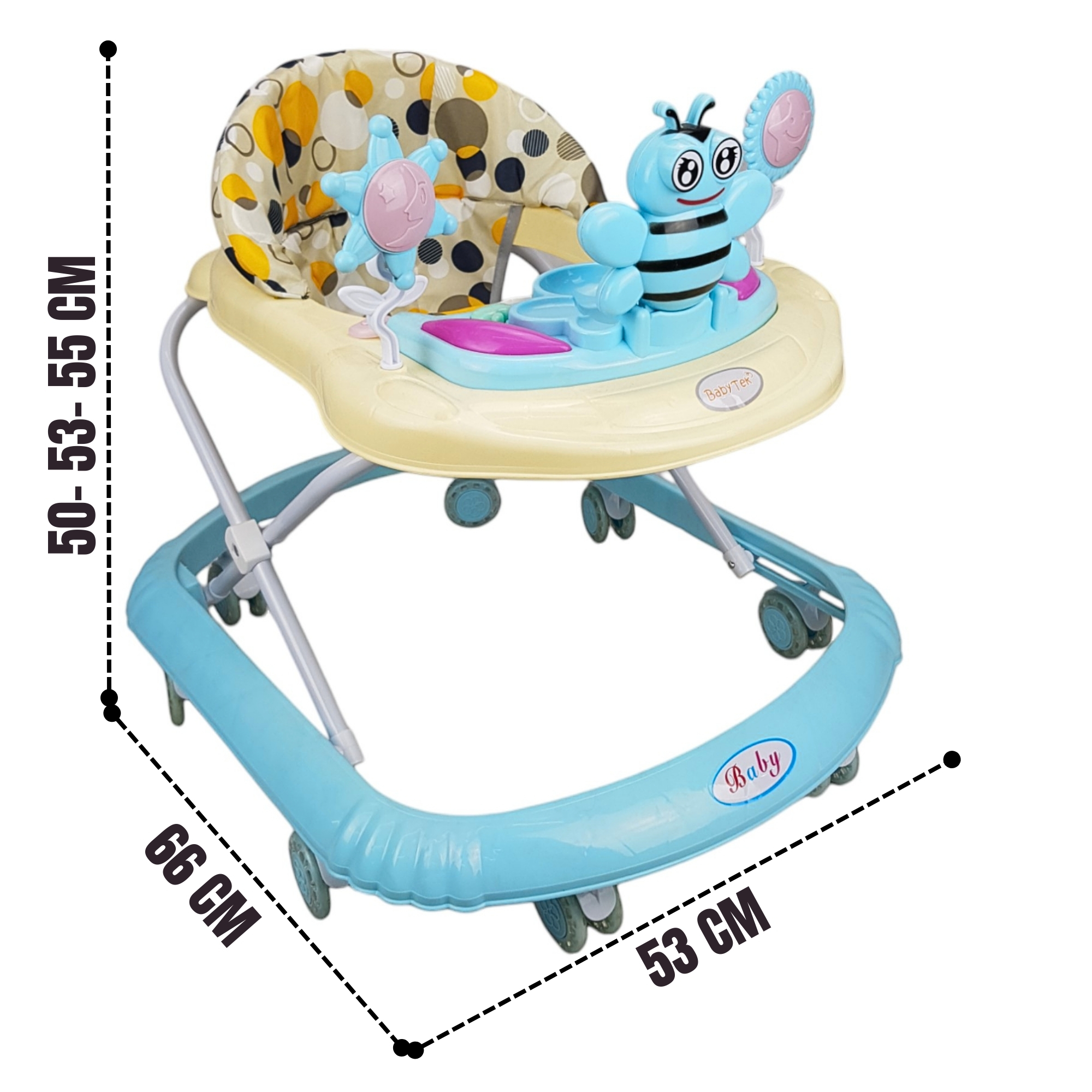 Andadera para Bebe Plegable,Musical, Andador 8 Llantas de Gel Abeja - Azul.