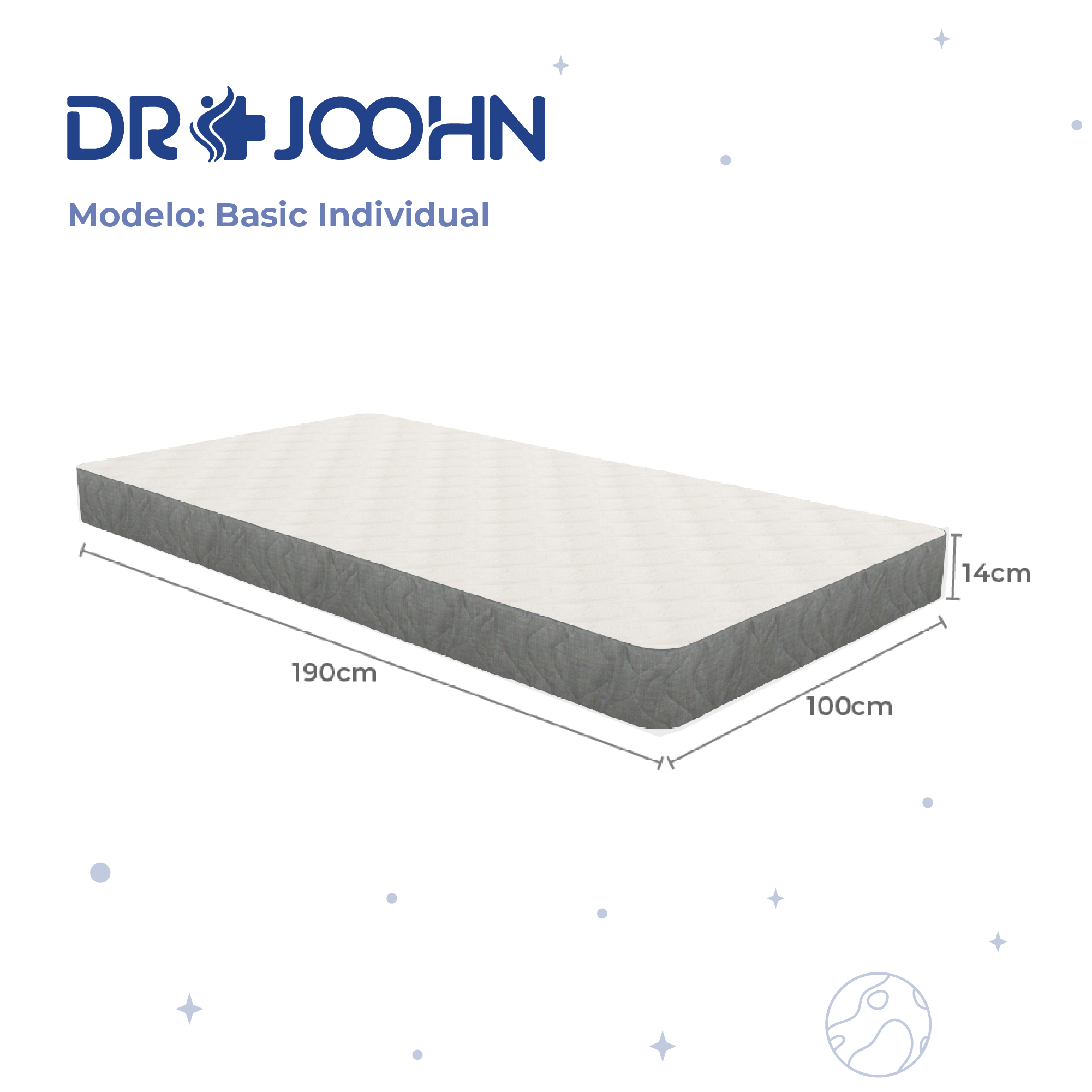 DR JOOHN Colchón de Ergo Espuma Basic | Individual | Colchón en Caja | Certificación CertiPUR-US | 190 x 100x 14 CM.