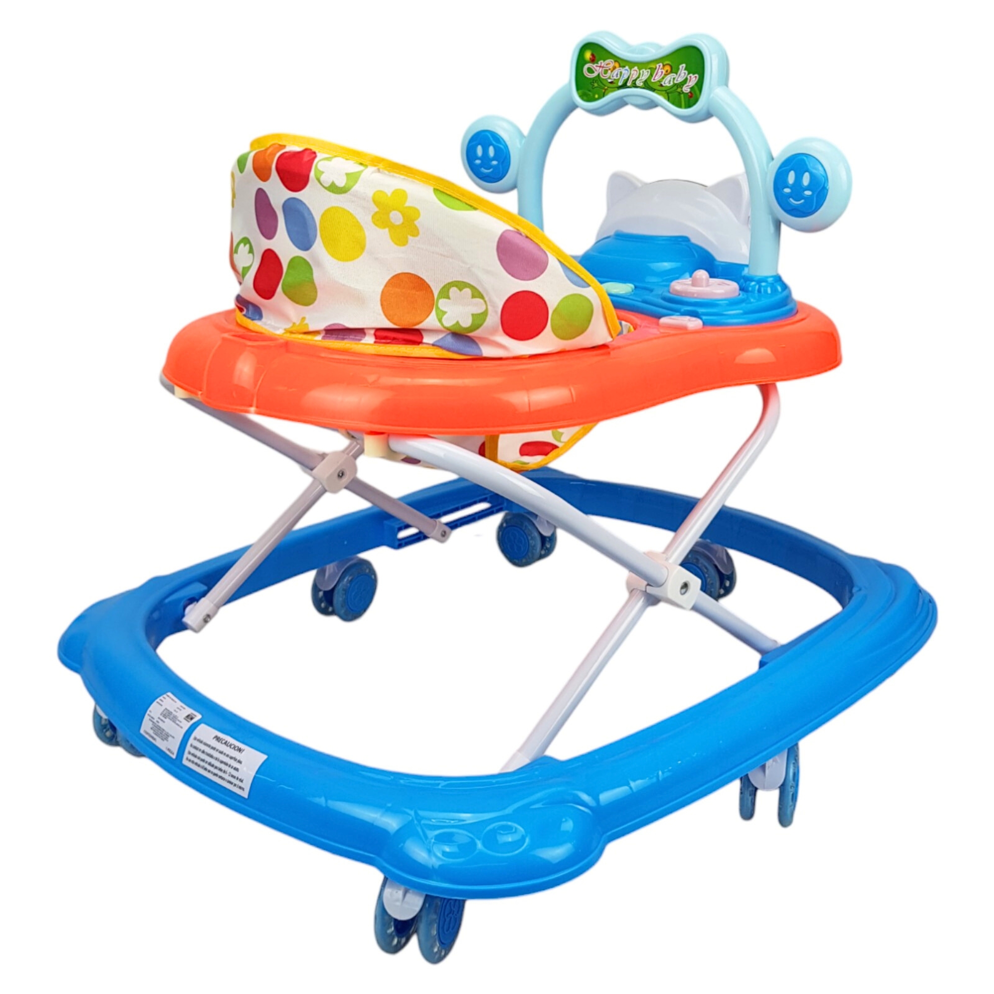 Andadera para Bebe Plegable,Musical, Andador 7 Llantas de Gel Gato - Azul.