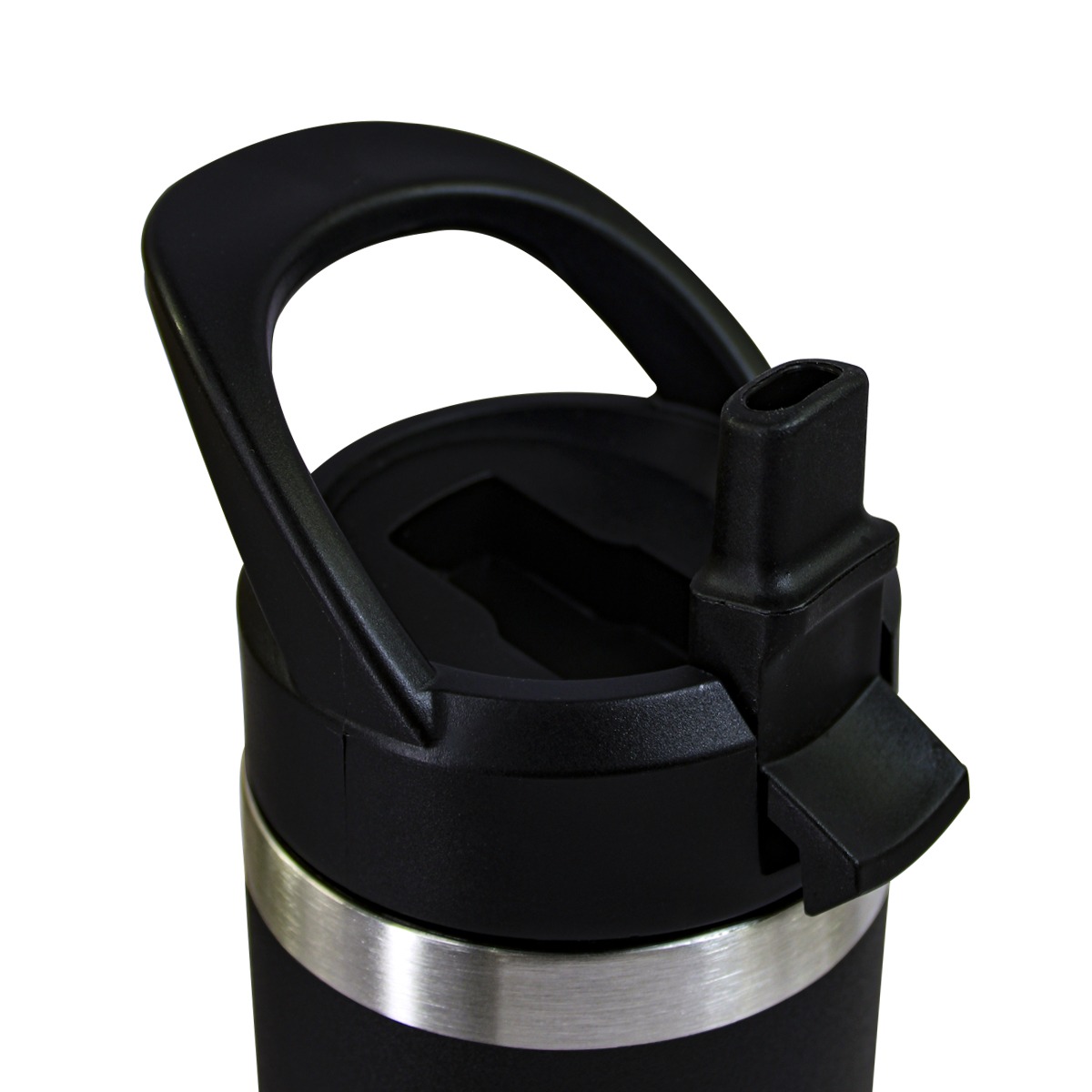 Yeti Termo Kids12 Oz Vaso Negro De Acero Inoxidable Antiderrames Con Popote En La Tapa
