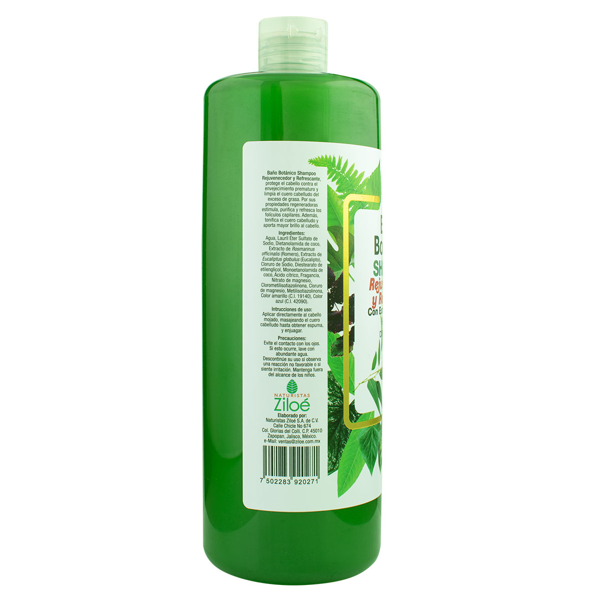 Shampoo Rejuvenecedor y Refrescante Baño Botánico 1 Litro con Extracto de Romero y Eucalipto 