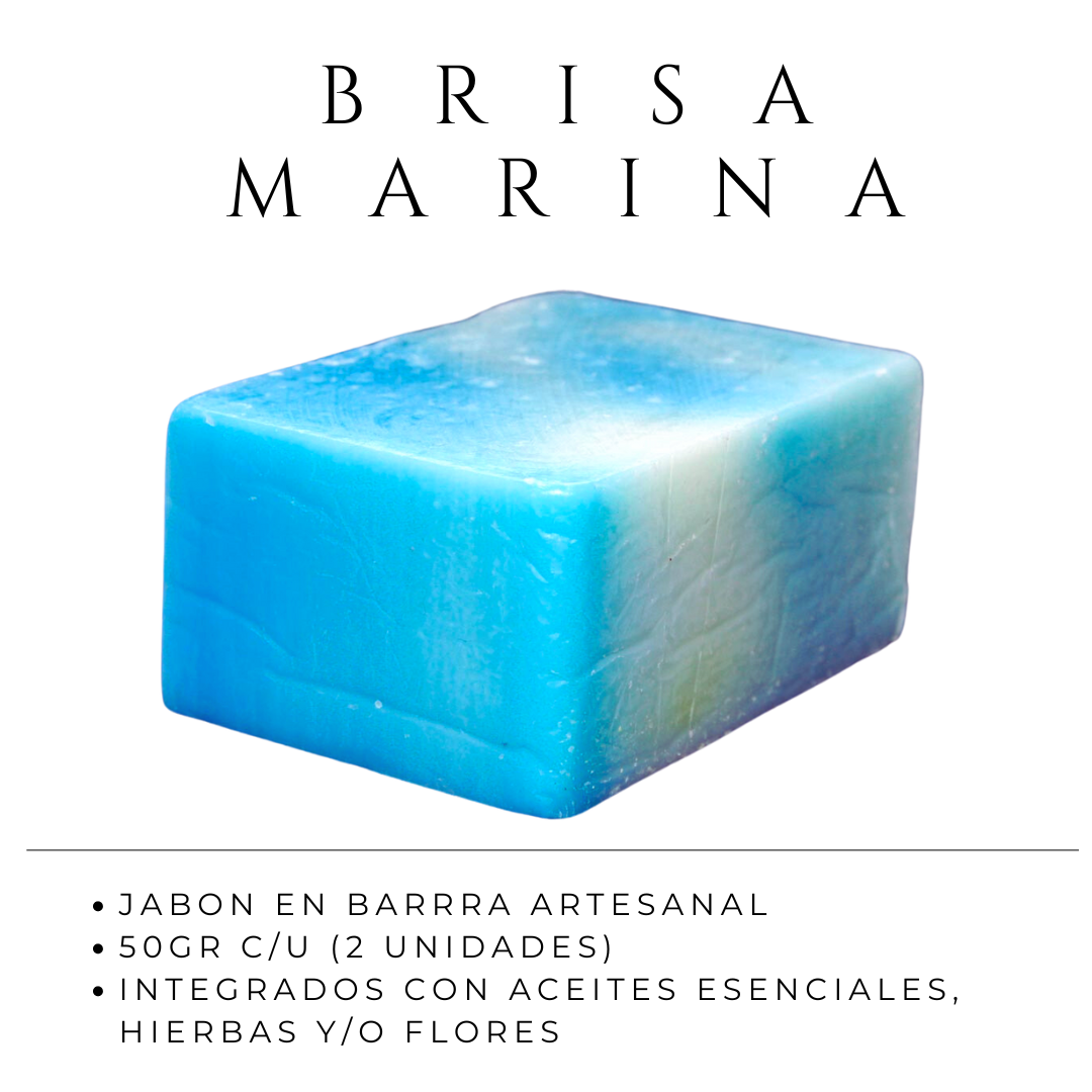 Kit de 2 Jabones Artesanales Barra Biodegradable Con Aceite Esencial Brisa Marina.