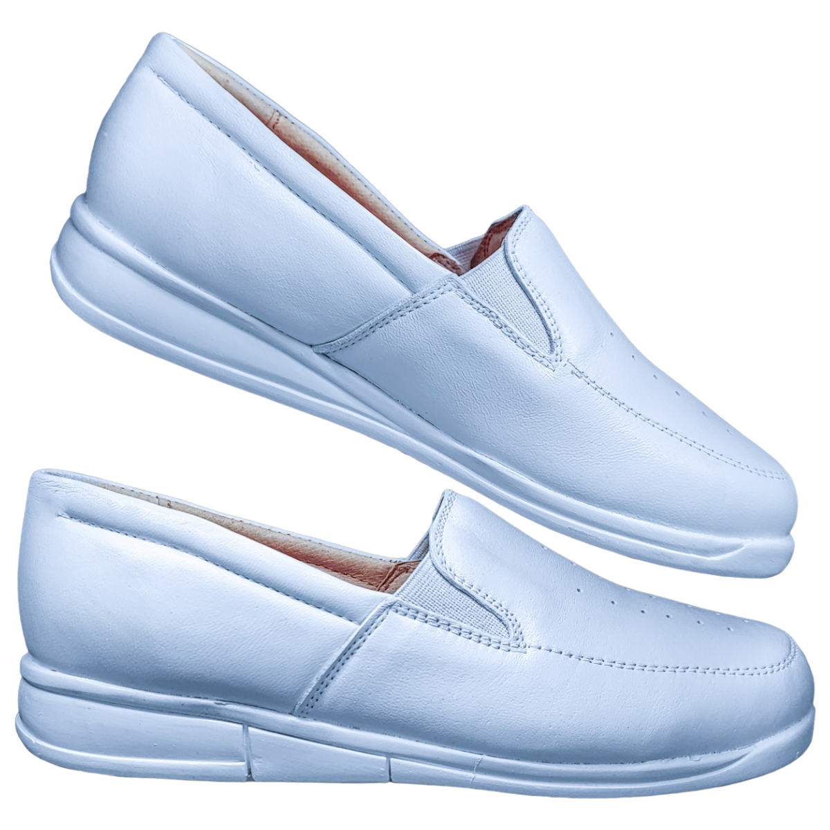 Zapatos de Enfermeria para Mujer en Piel Clinicos Blanco Ideal para Guarderias y Hoteles.