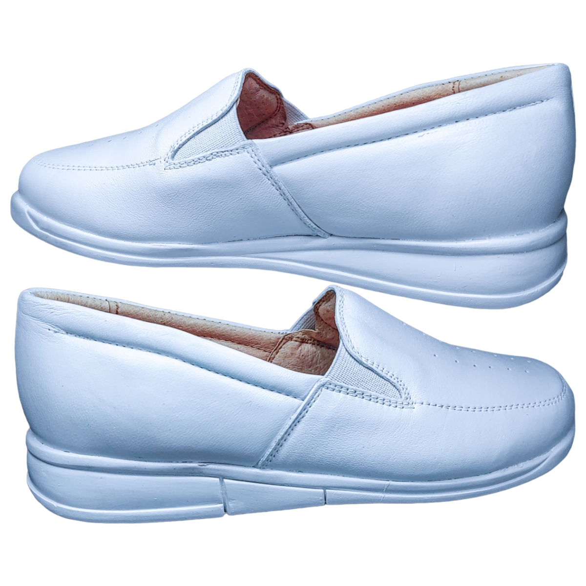 Zapatos de Enfermeria para Mujer en Piel Clinicos Blanco Ideal para Guarderias y Hoteles.