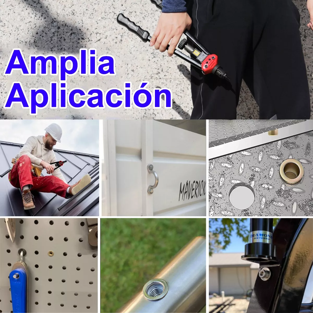 Remachadora Para Tuercas De Manual Profesional Remache Negro 12 pz