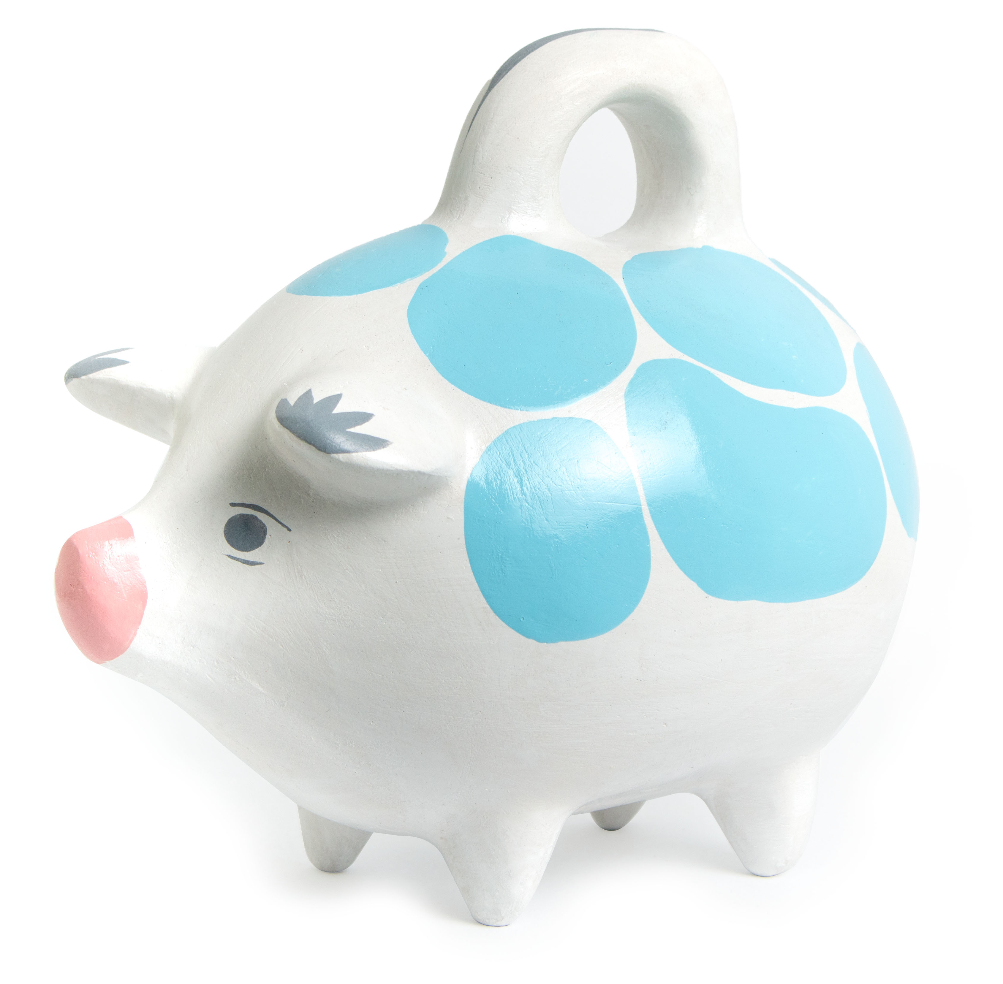 Alcancía Azul de Ahorro, Puerquito de Cerámica, Piggy Bank, Alcancía Mexicana de Cerámica