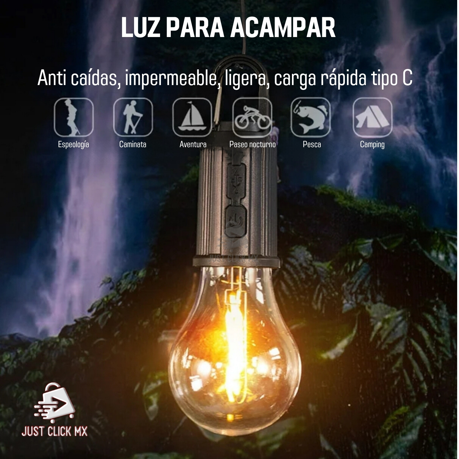 Kit 2 Piezas Lámpara Bombilla Para Camping Colgante Recargable