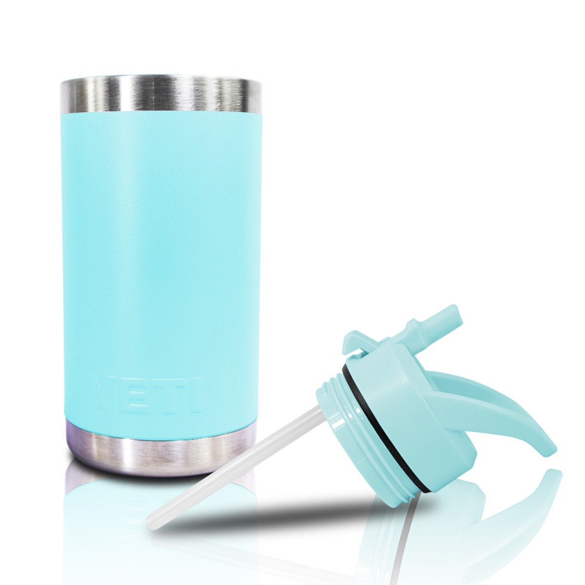 Yeti Termo Kids 12 Oz Vaso Azul Agua De Acero Inoxidable Antiderrames Con Popote En La Tapa.