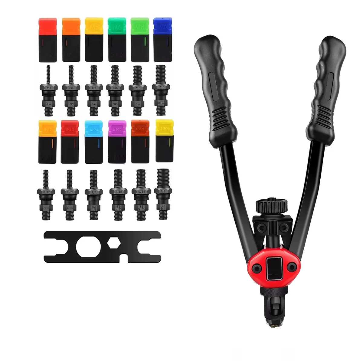 Remachadora Para Tuercas De Manual Profesional Remache Negro 12 pz