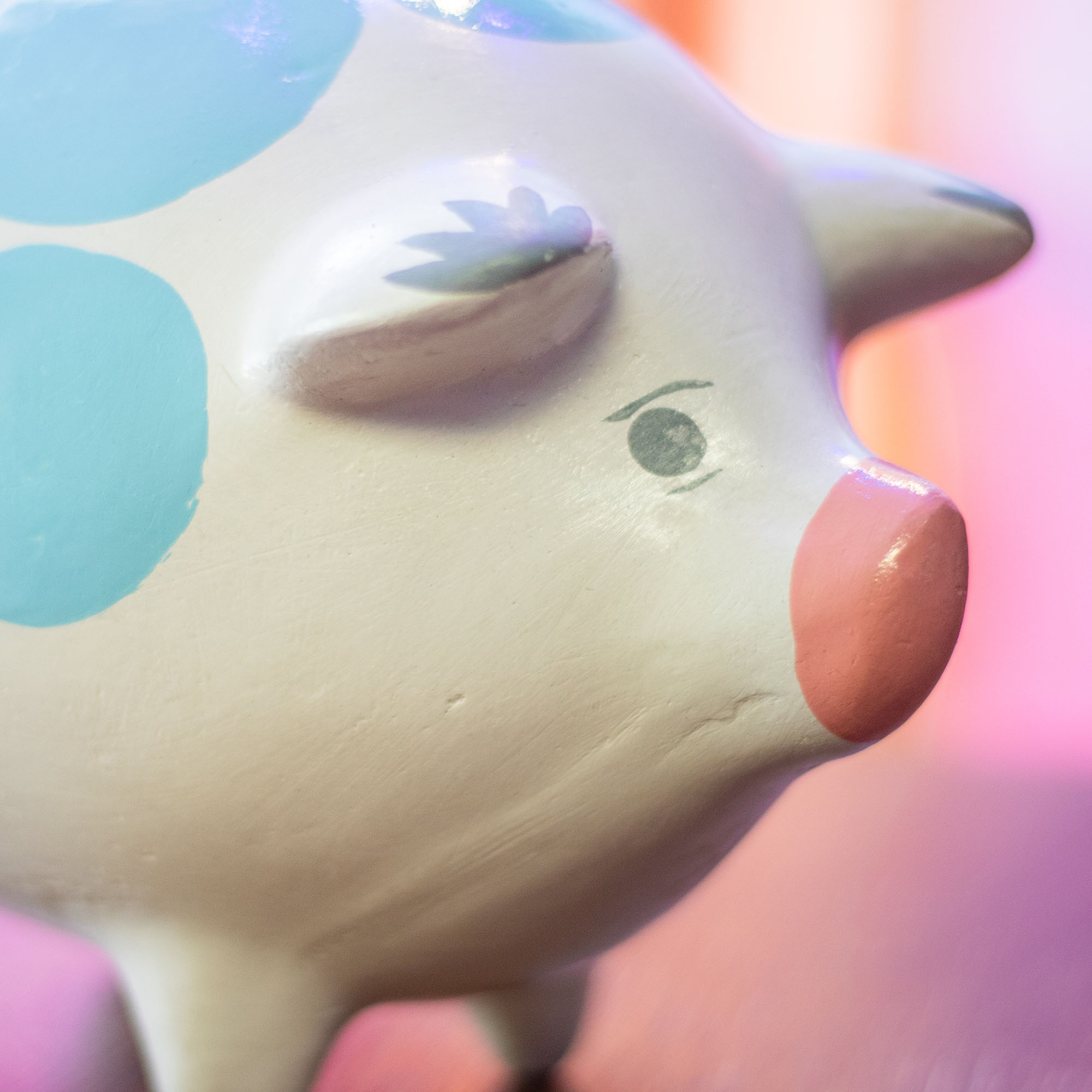 Alcancía Azul de Ahorro, Puerquito de Cerámica, Piggy Bank, Alcancía Mexicana de Cerámica