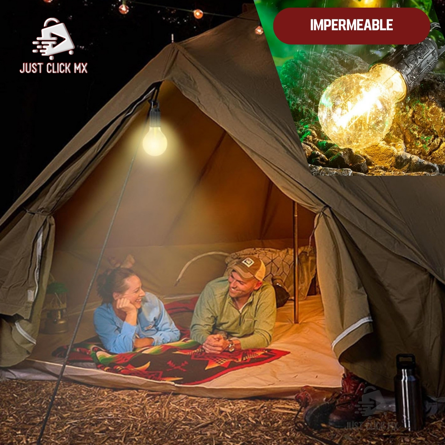 Kit 2 Piezas Lámpara Bombilla Para Camping Colgante Recargable