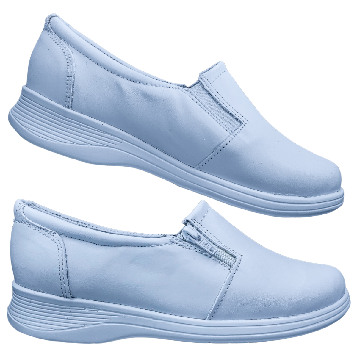 Zapatos de Enfermeria para Mujer en Piel Clinicos Blanco Ideal para Guarderias y Hoteles.