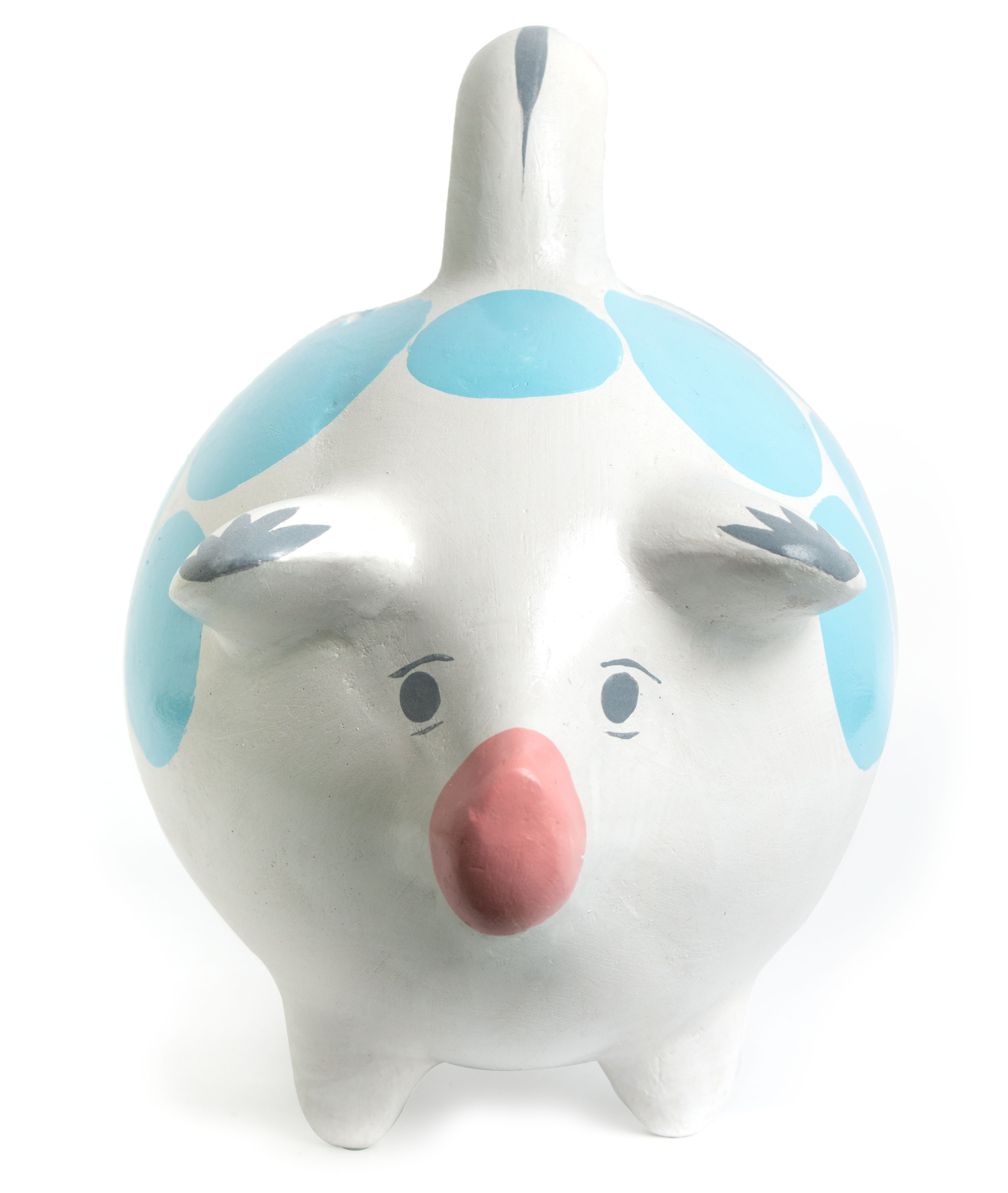 Alcancía Azul de Ahorro, Puerquito de Cerámica, Piggy Bank, Alcancía Mexicana de Cerámica