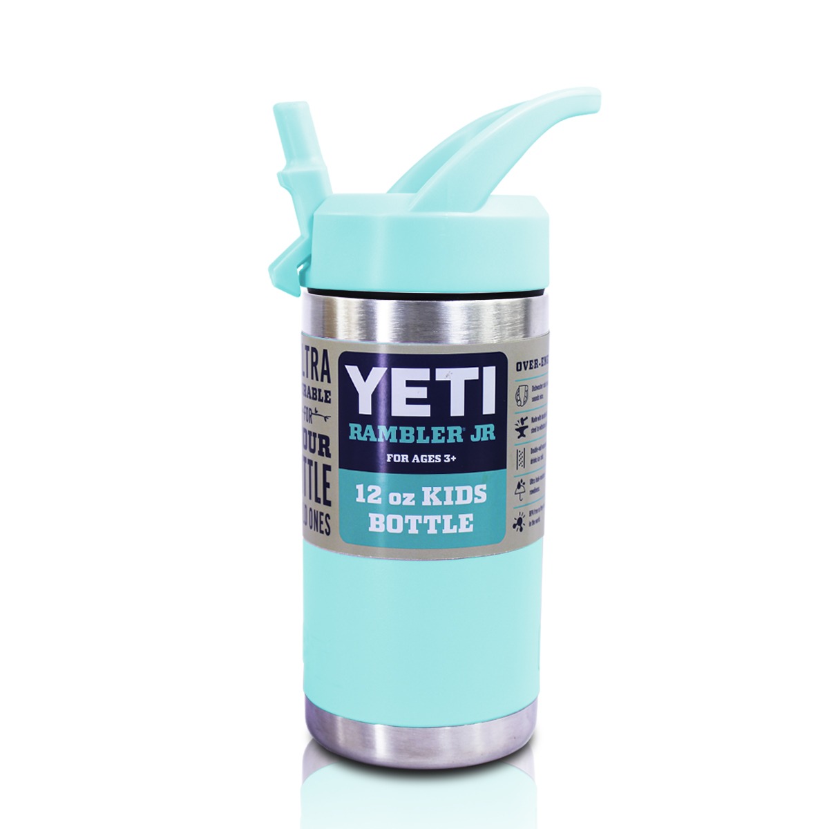 Yeti Termo Kids 12 Oz Vaso Azul Agua De Acero Inoxidable Antiderrames Con Popote En La Tapa.