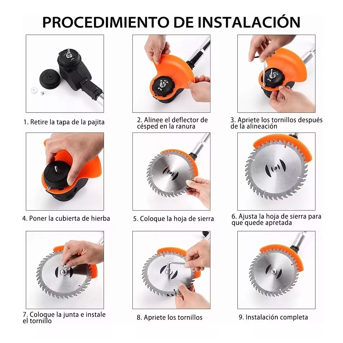 Desbrozadora Inalámbrica Electrica Podadora Cortadora Pasto Negro/Naranja .