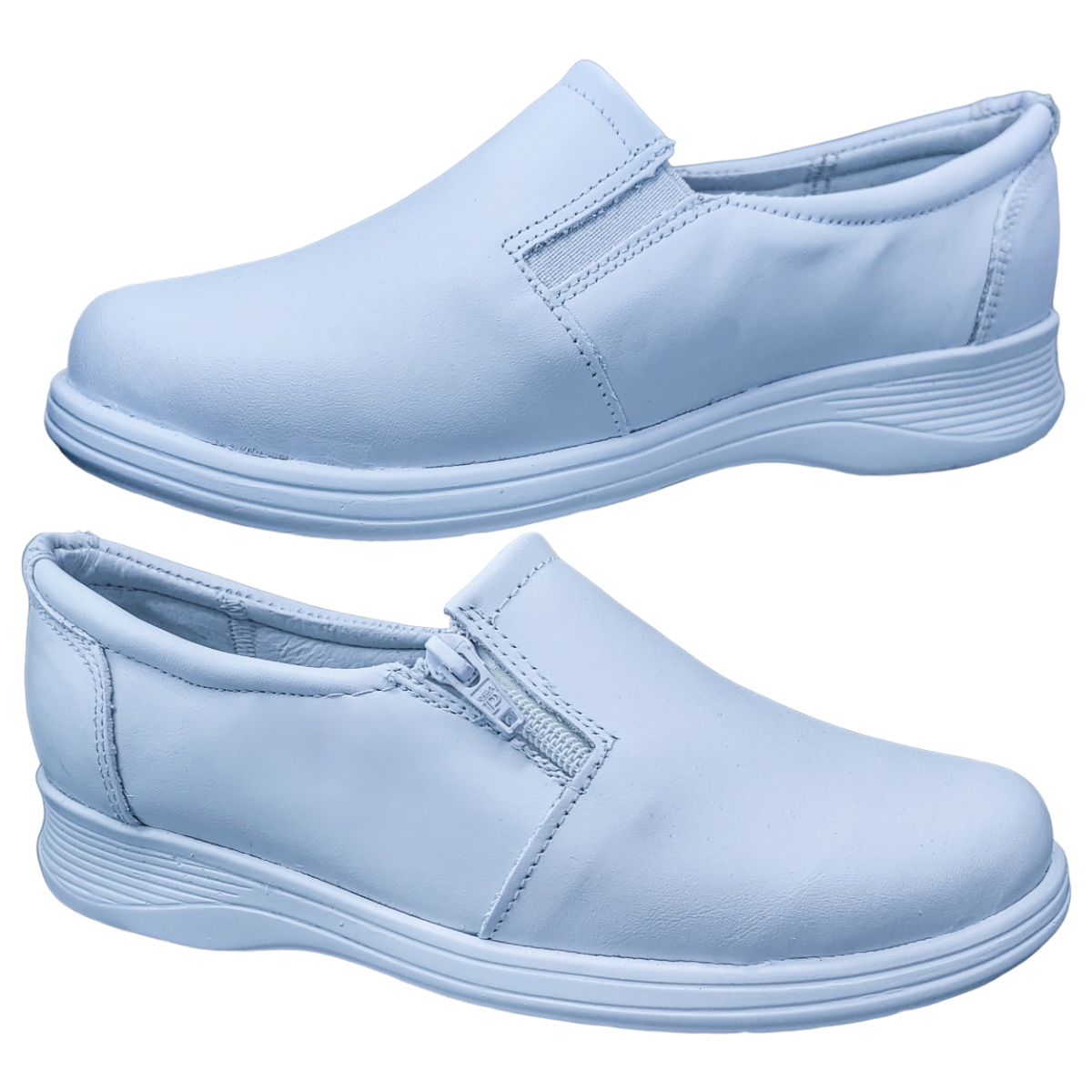 Zapatos de Enfermeria para Mujer en Piel Clinicos Blanco Ideal para Guarderias y Hoteles.