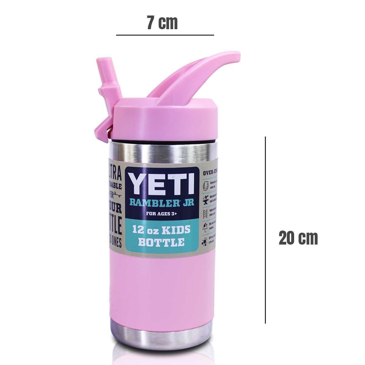Yeti Termo Kids 12 Oz Vaso Rosa vieja De Acero Inoxidable Antiderrames Con Popote En La Tapa