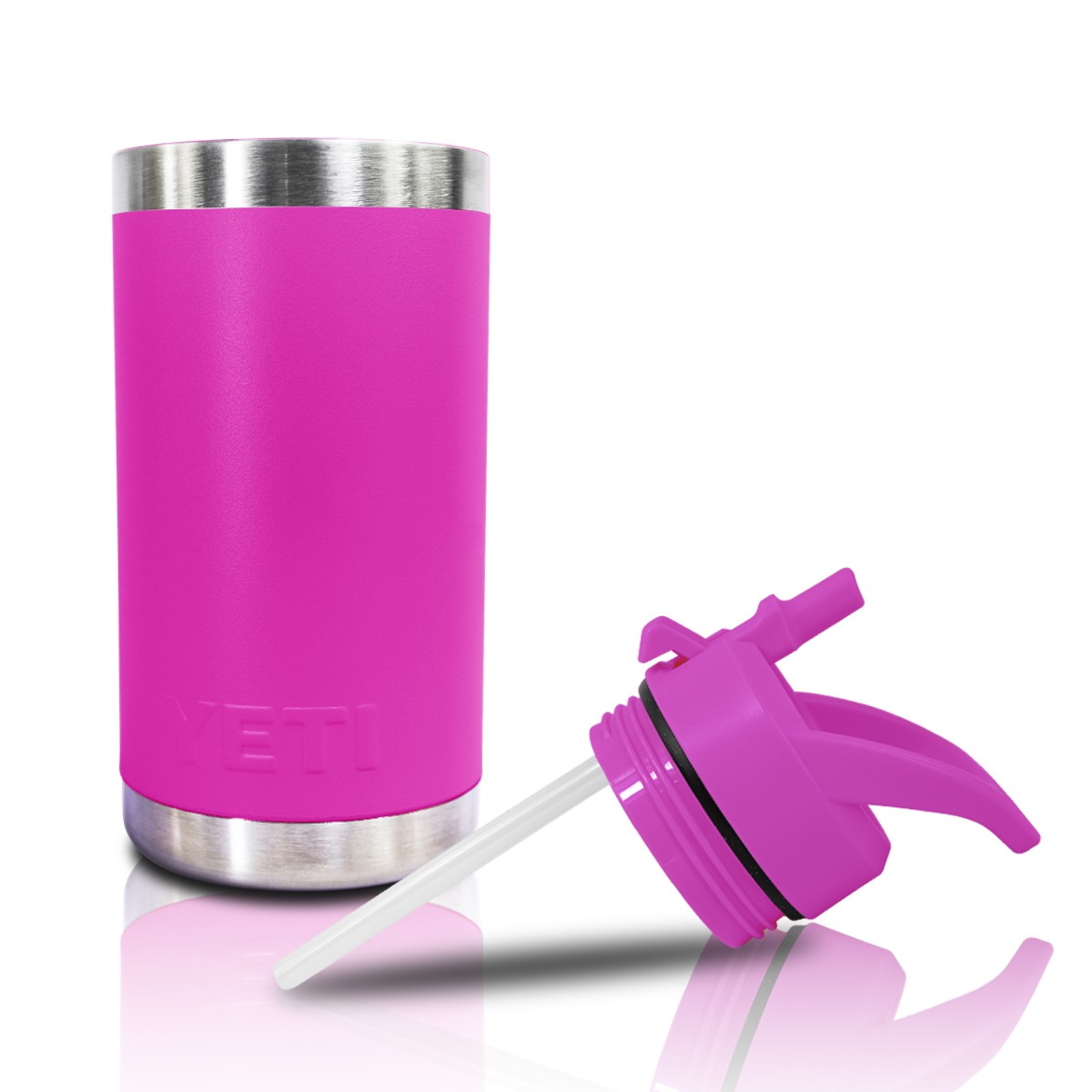 Yeti Termo Kids 12 Oz Vaso Fucsia De Acero Inoxidable Antiderrames Con Popote En La Tapa