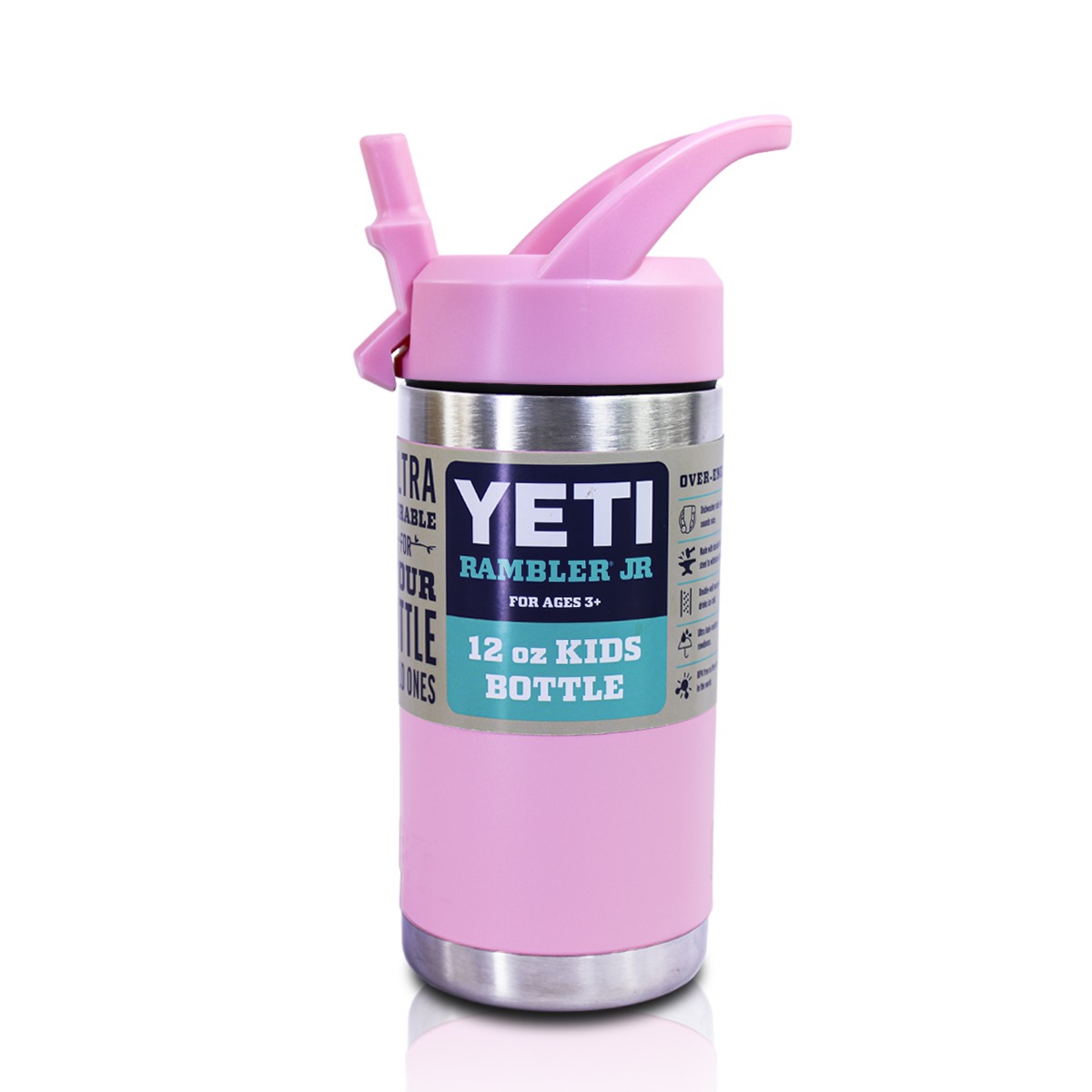 Yeti Termo Kids 12 Oz Vaso Rosa vieja De Acero Inoxidable Antiderrames Con Popote En La Tapa