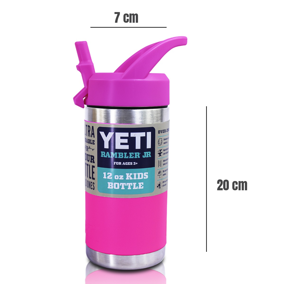 Yeti Termo Kids 12 Oz Vaso Fucsia De Acero Inoxidable Antiderrames Con Popote En La Tapa