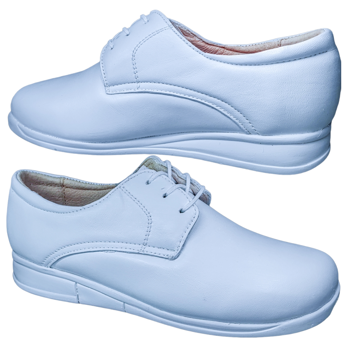 Zapatos de Enfermeria para Mujer en Piel Clinicos Blanco Ideal para Guarderias y Hoteles.