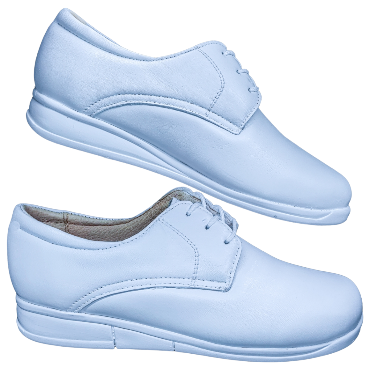 Zapatos de Enfermeria para Mujer en Piel Clinicos Blanco Ideal para Guarderias y Hoteles.