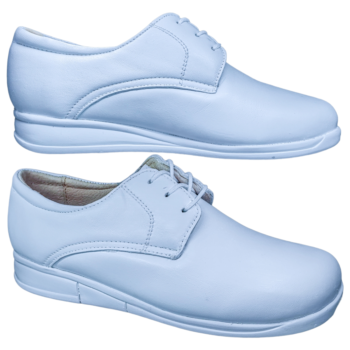 Zapatos de Enfermeria para Mujer en Piel Clinicos Blanco Ideal para Guarderias y Hoteles.
