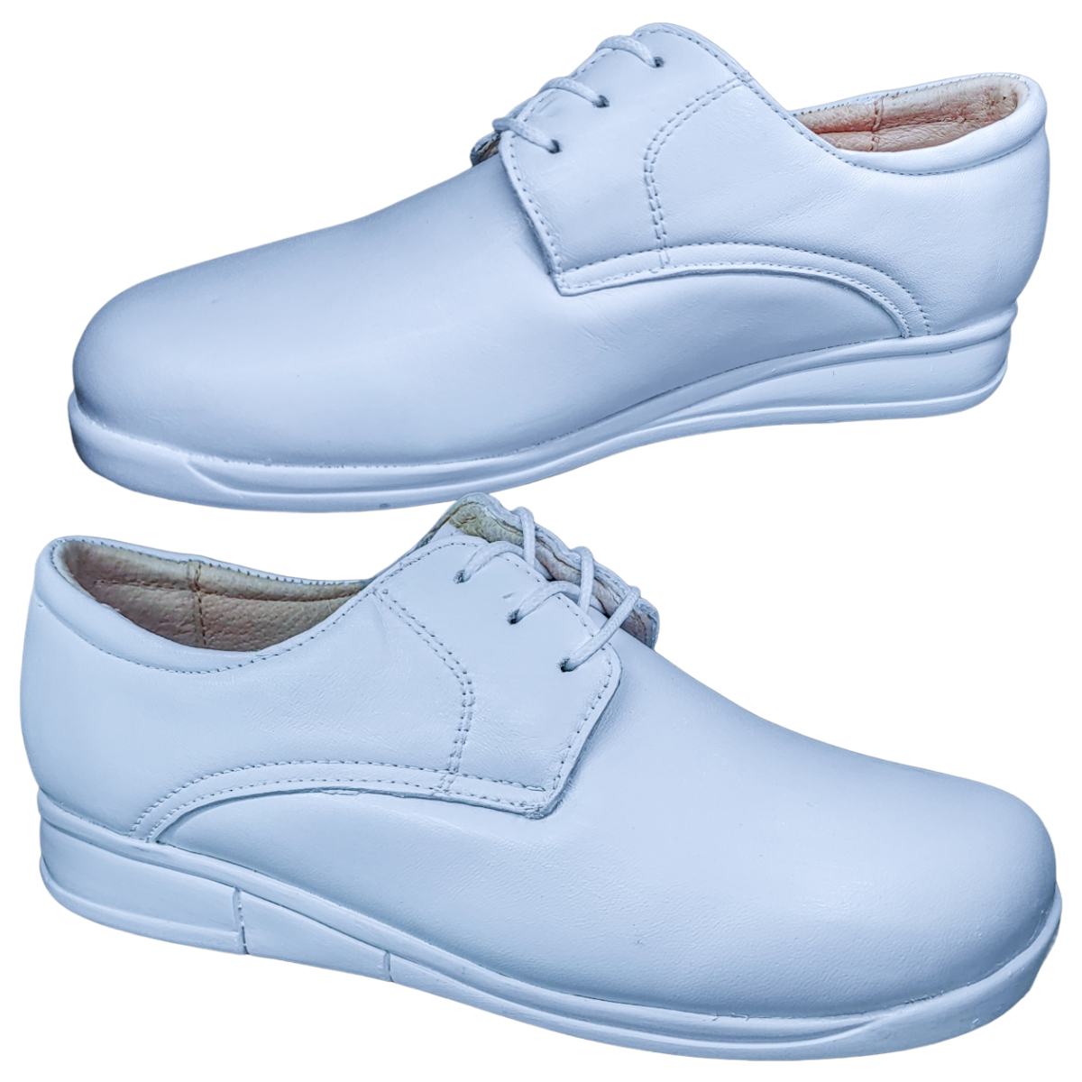 Zapatos de Enfermeria para Mujer en Piel Clinicos Blanco Ideal para Guarderias y Hoteles.
