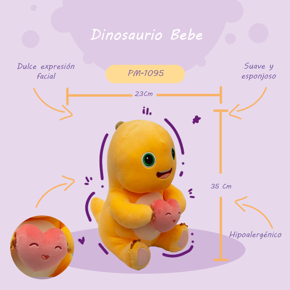 Bonitos Dinosaurio de Peluche Ultra suave y Esponjoso de 40 cm Compañero de Juego y Siesta Materiales Suaves de Lujo