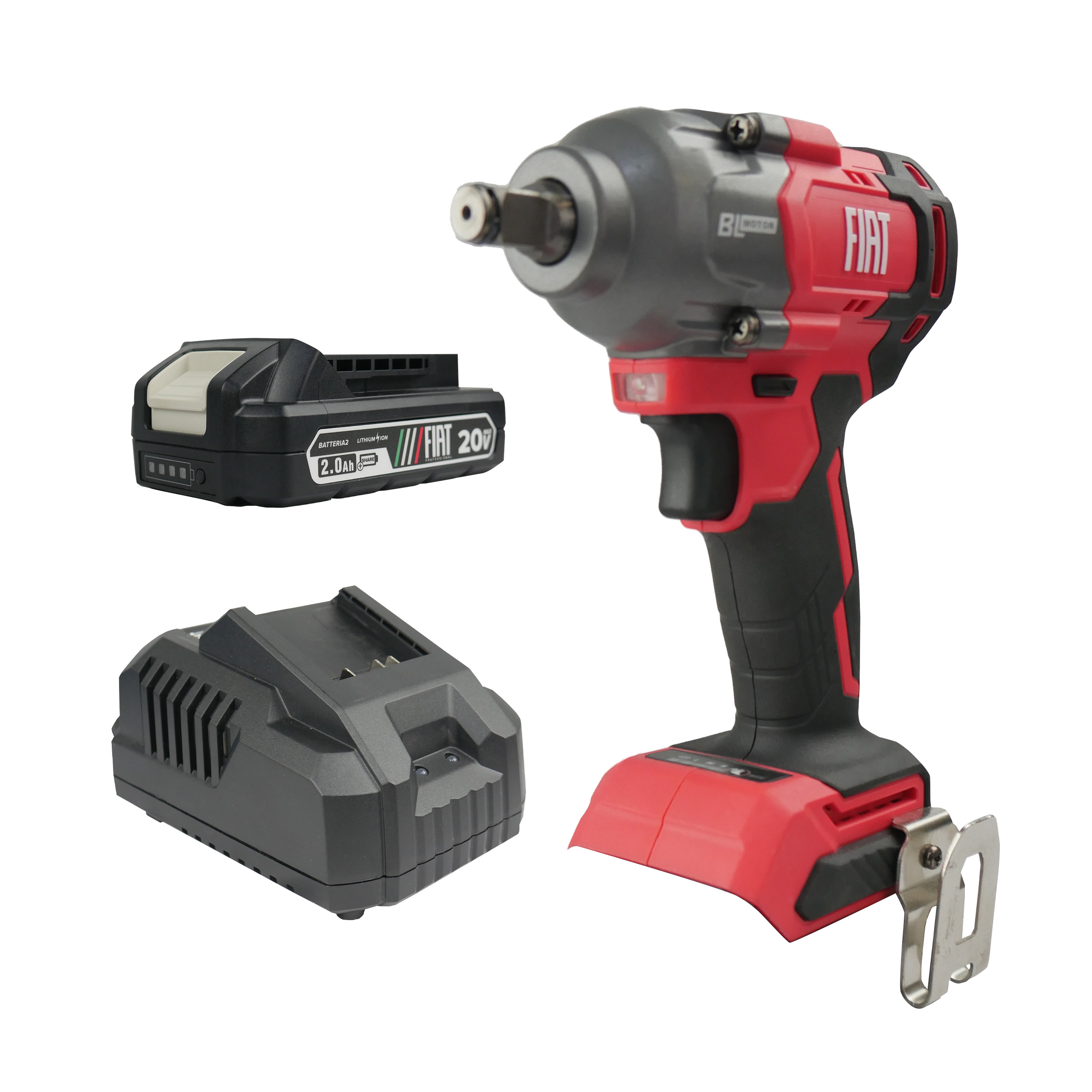 Llaves De Impacto Fiat Contessa500top Con Bateria Y Cargador Color Rojo.