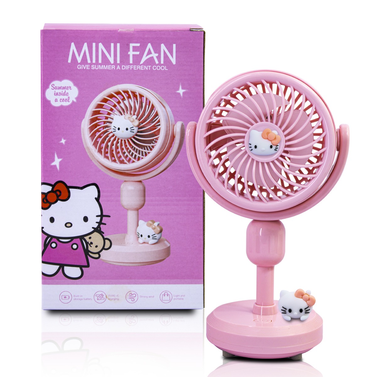 Mini Ventilador De Escritorio Sanrio Recargable Kitty .
